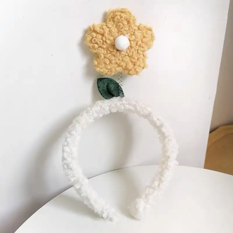 Cute Plush Bear Headband with Cartoon Design Pink