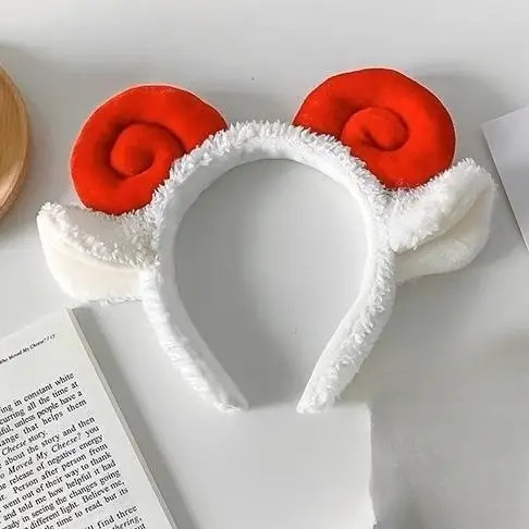 Cute Plush Bear Headband with Cartoon Design Pink