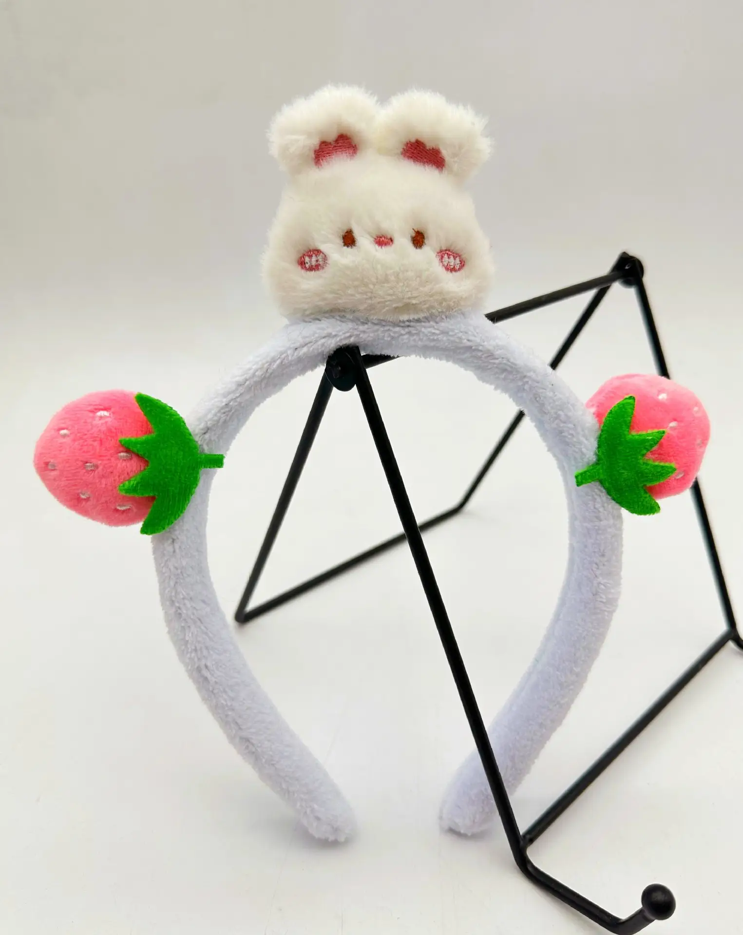Cute Plush Bear Headband with Cartoon Design Pink