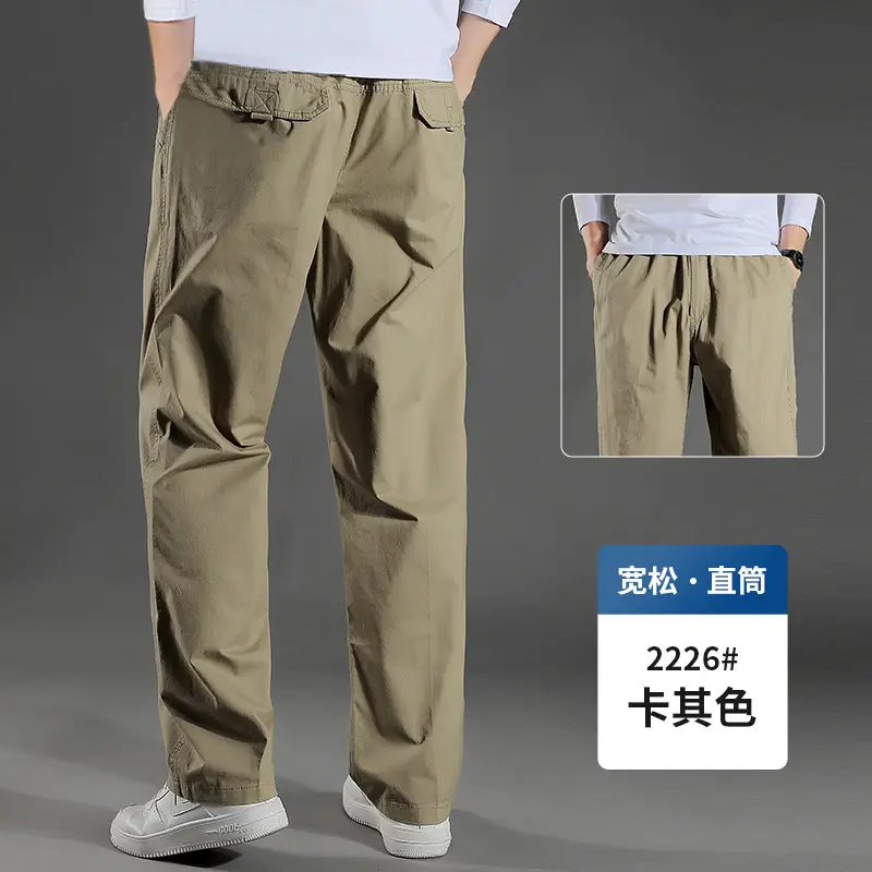 Summer Thin Work Pants for Men, 95% Cotton, Loose Casual Pants, Cross-Border Men's Pants, Outdoor Sports Straight-Leg Large Size Long Pants