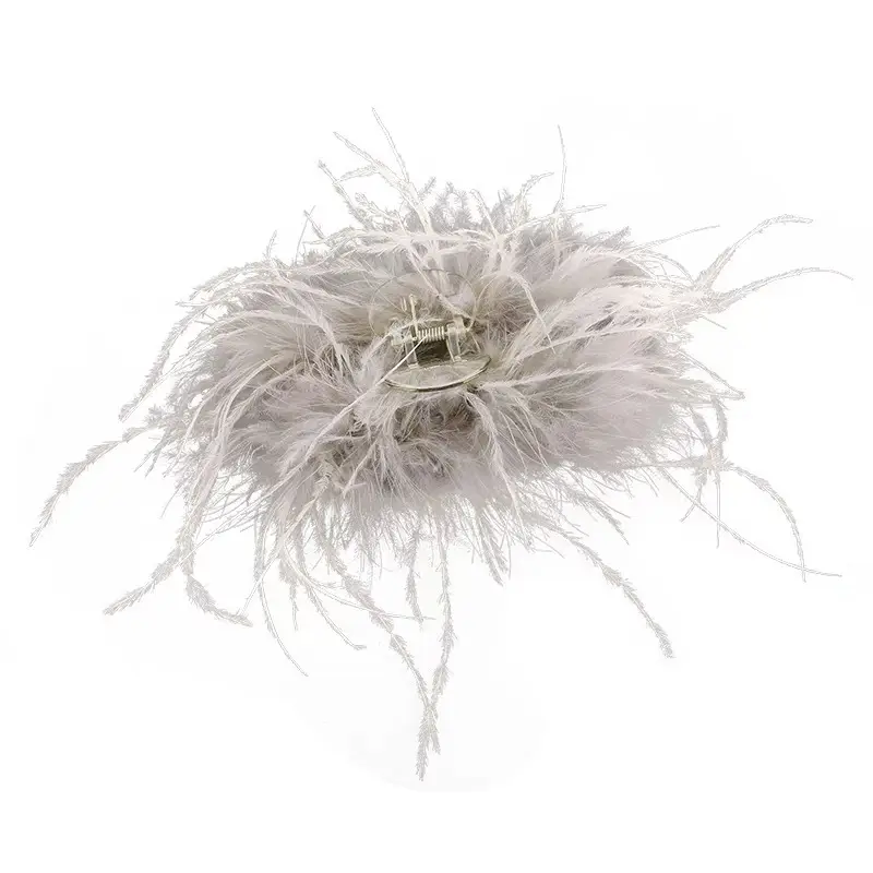 Ostrich Feather Hairpin for Women Back Head Clip Black - Image 17