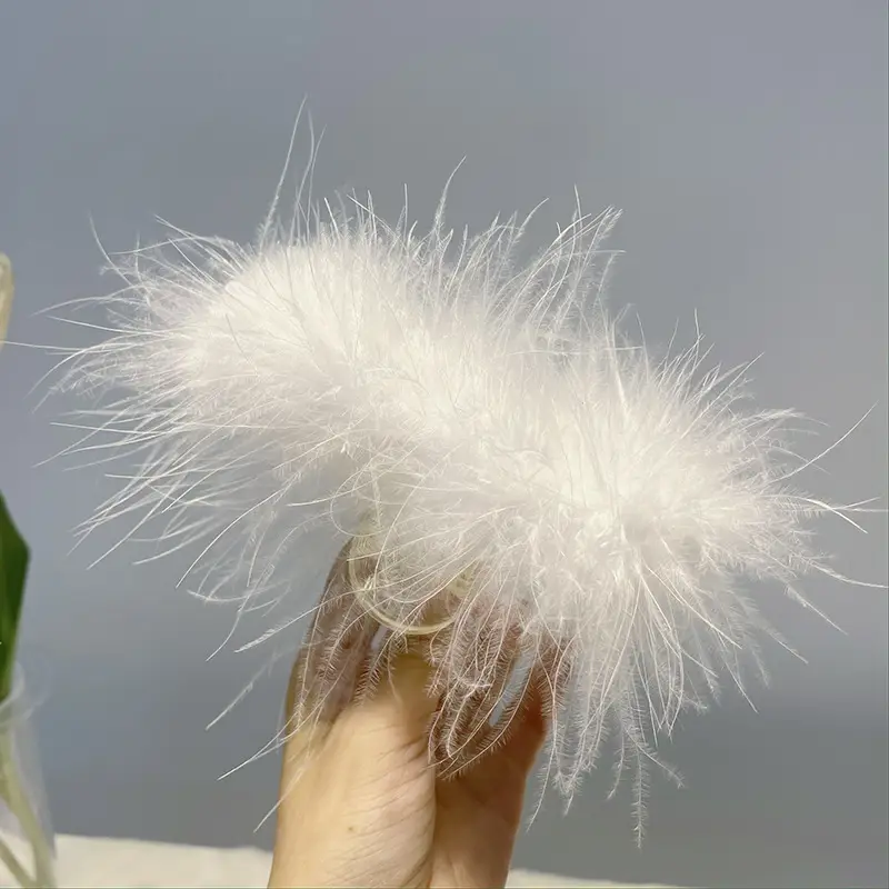 Ostrich Feather Hairpin for Women Back Head Clip Black - Image 3