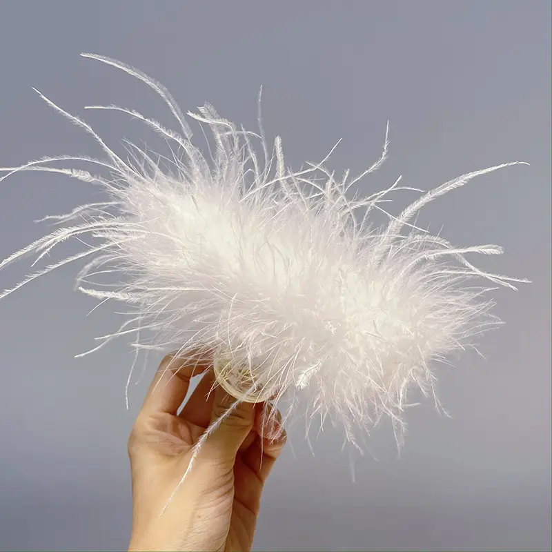 Ostrich Feather Hairpin for Women Back Head Clip Black - Image 5