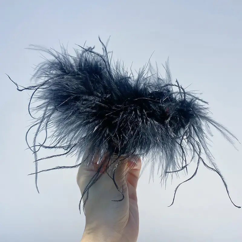 Ostrich Feather Hairpin for Women Back Head Clip Black - Image 7
