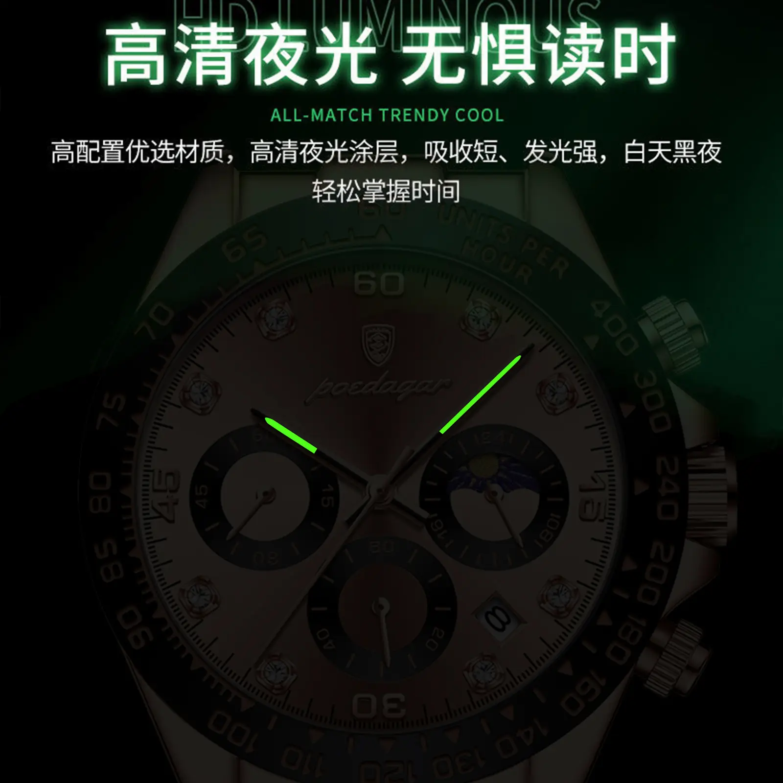 Men's Swiss Quartz Watch with Live Broadcast Display