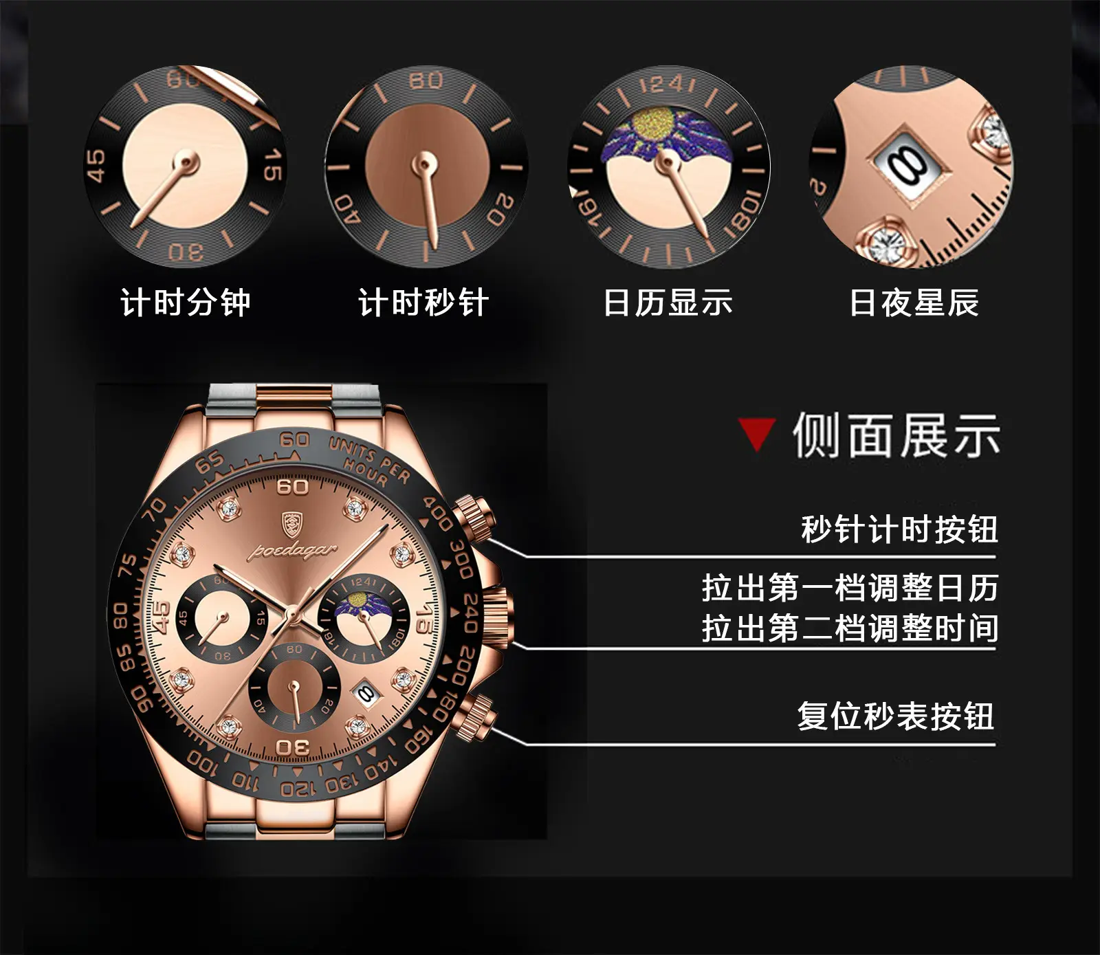 Men's Swiss Quartz Watch with Live Broadcast Display — feature 8