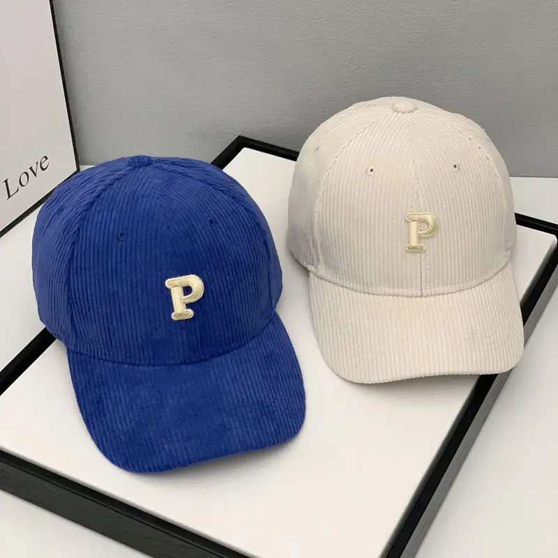 Men P Logo Cap Blue Brown Casual Cap