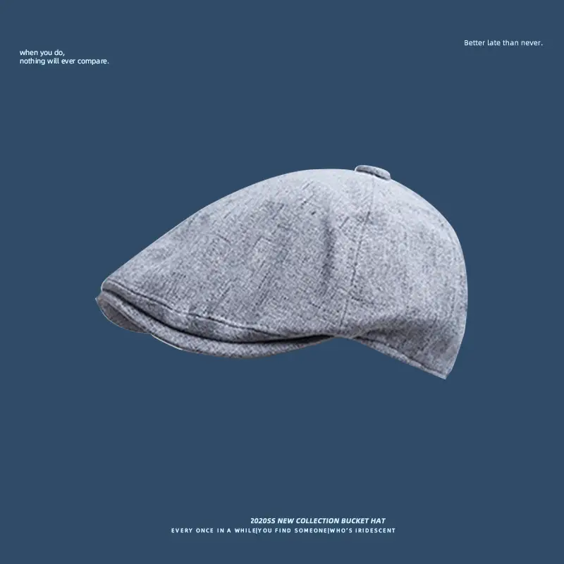 Japanese Style Black Linen Cap for Women Men