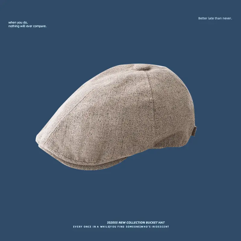 Japanese Style Black Linen Cap for Women Men - Image 3
