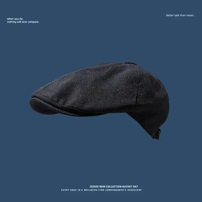 Japanese Style Black Linen Cap for Women Men - Image 4