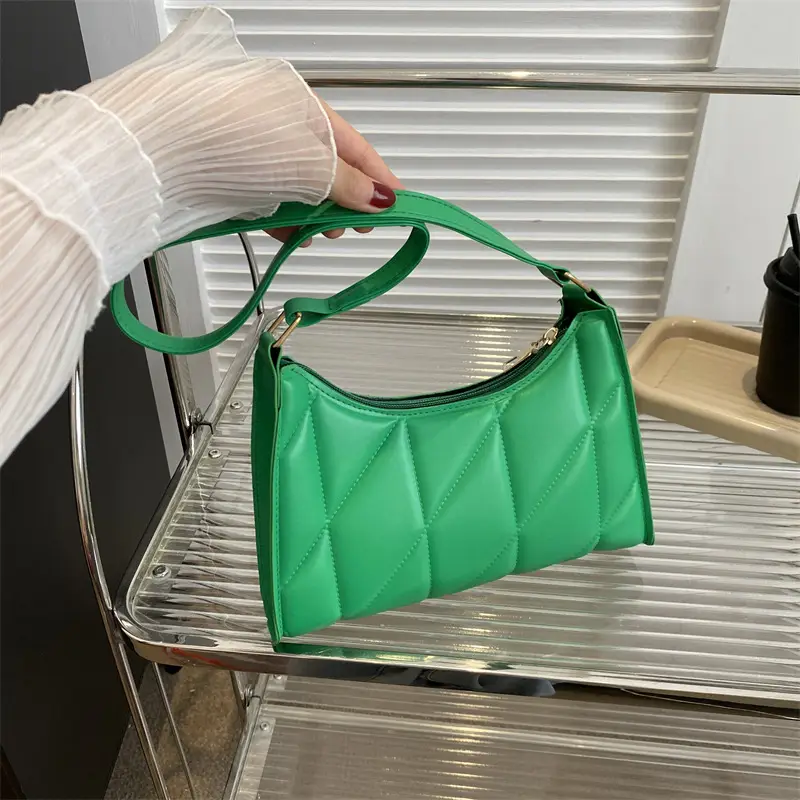 Black Rhombic Embroidery Shoulder Bag for Women