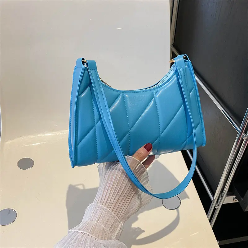 Black Rhombic Embroidery Shoulder Bag for Women