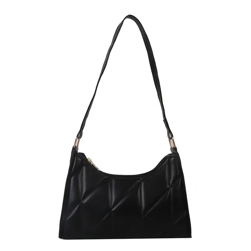 Black Rhombic Embroidery Shoulder Bag for Women