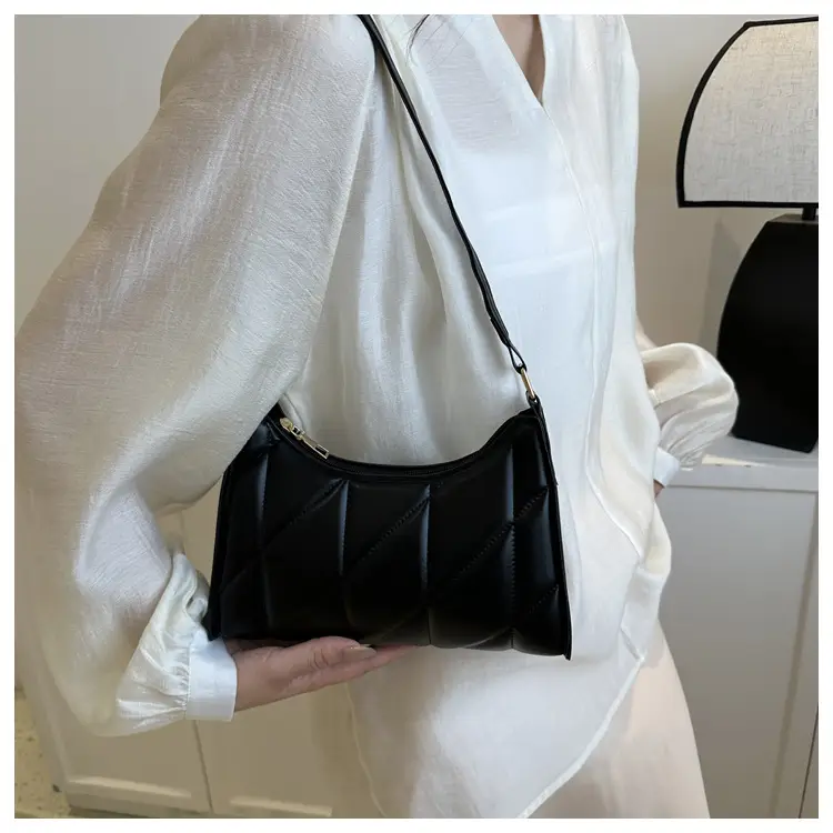 Black Rhombic Embroidery Shoulder Bag for Women — feature 15