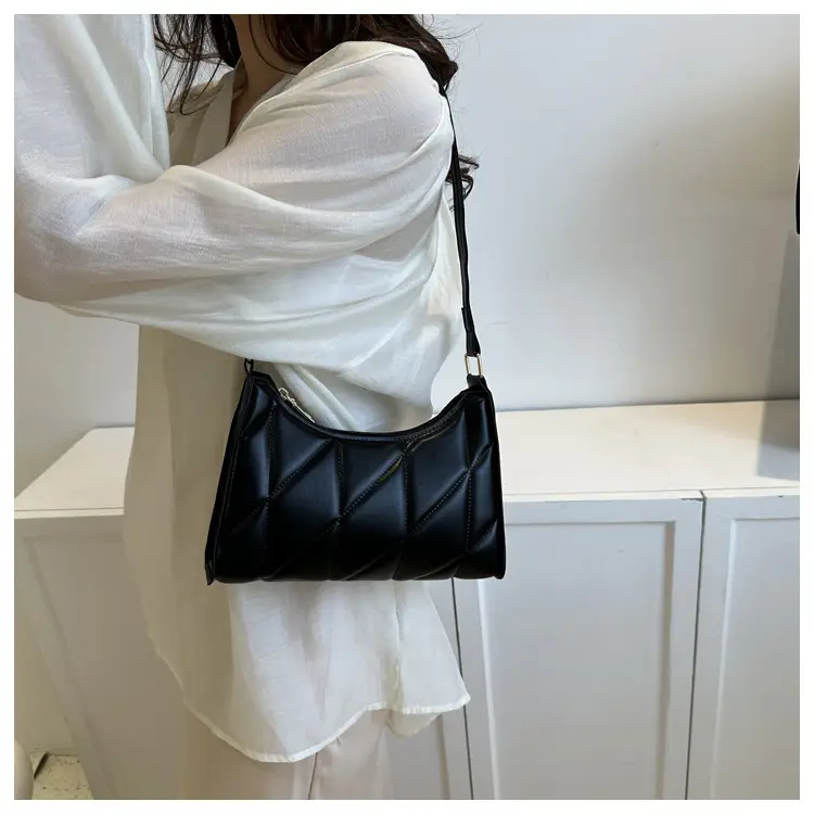 Black Rhombic Embroidery Shoulder Bag for Women — feature 16