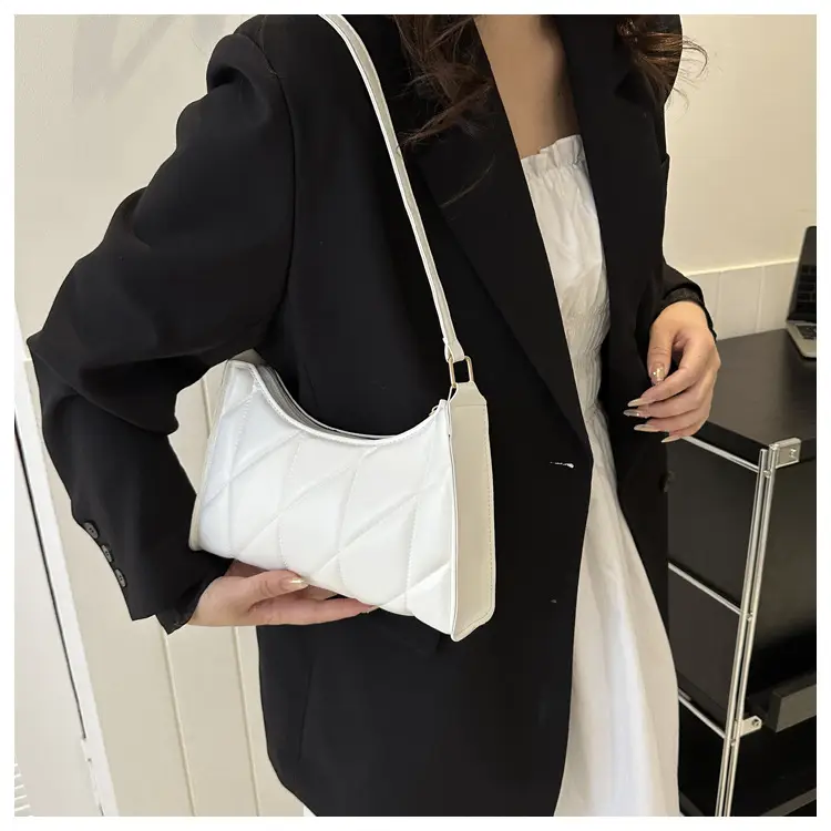 Black Rhombic Embroidery Shoulder Bag for Women — feature 20