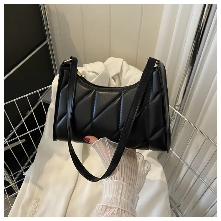 Black Rhombic Embroidery Shoulder Bag for Women — feature 25