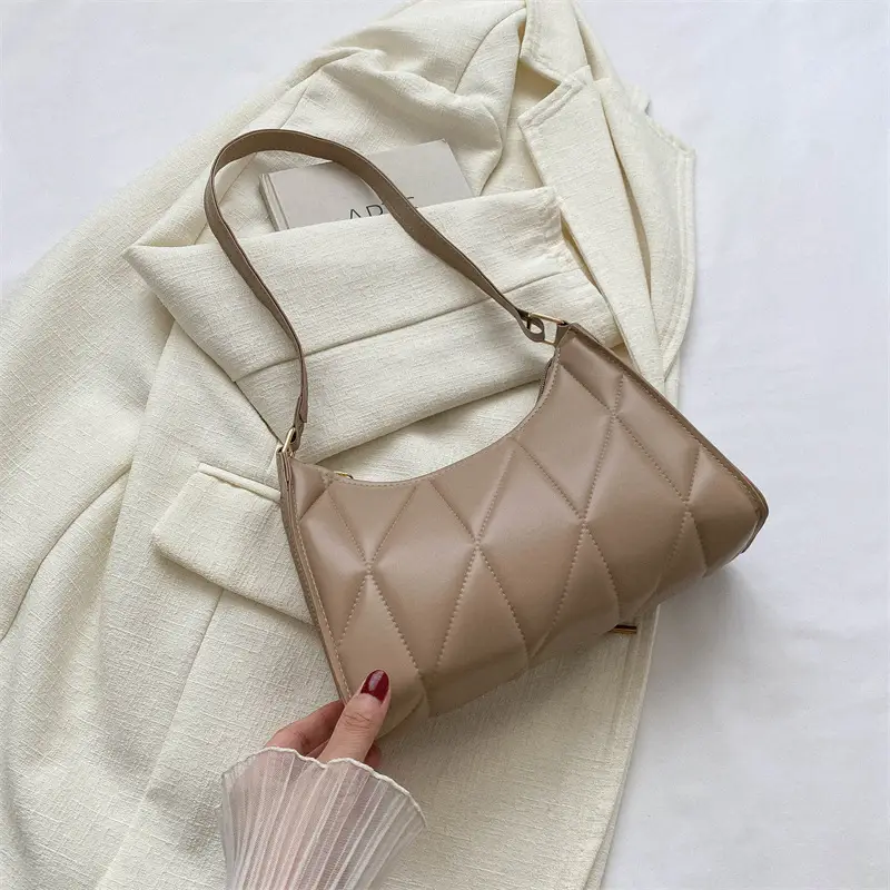 Black Rhombic Embroidery Shoulder Bag for Women