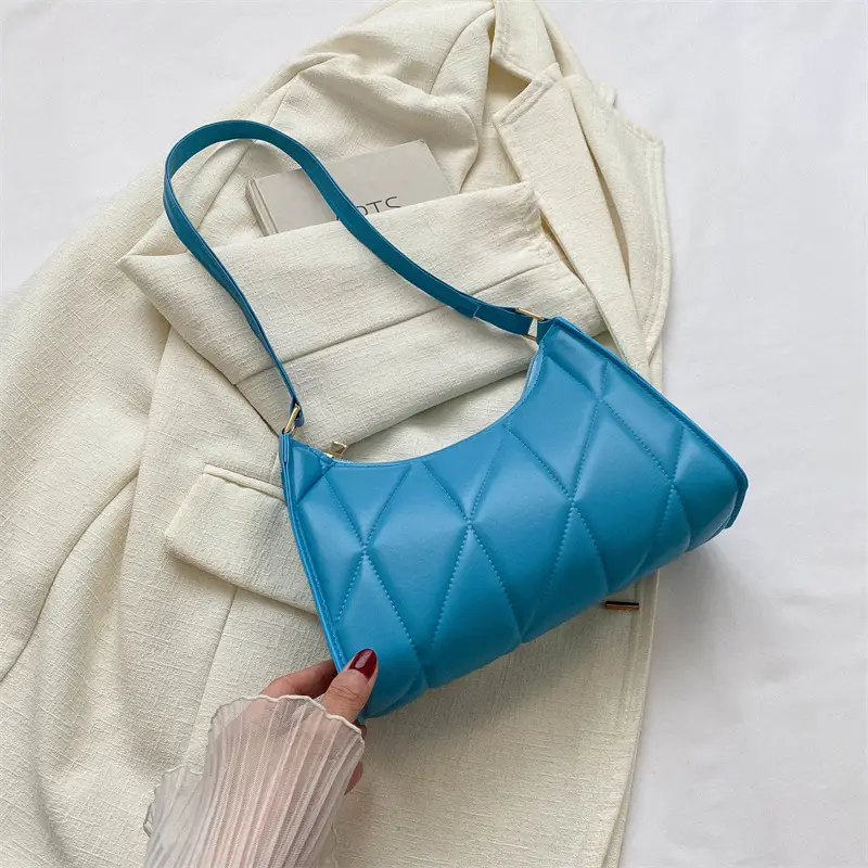Black Rhombic Embroidery Shoulder Bag for Women
