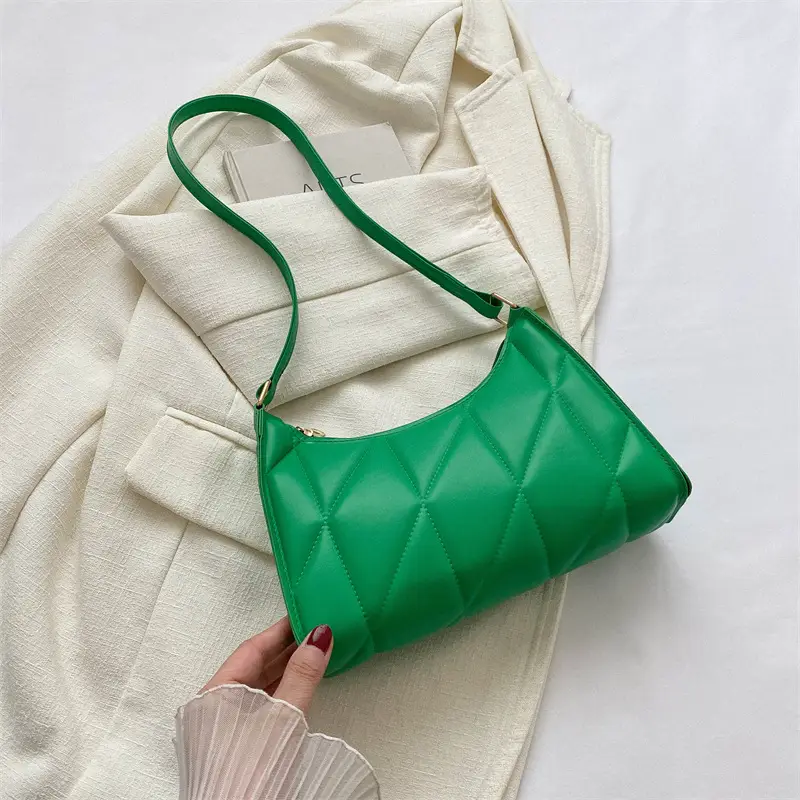 Black Rhombic Embroidery Shoulder Bag for Women