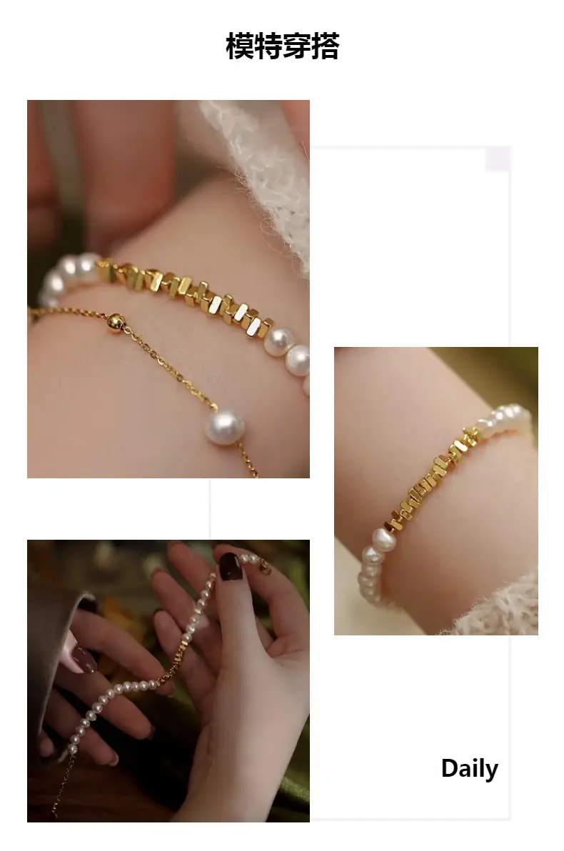 Freshwater Pearl Broken Silver Bracelet for Women — feature 5