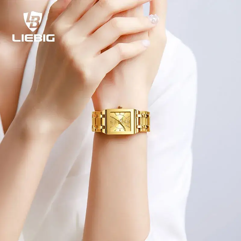 Liebig Gold Square Watch for Women Men Waterproof Elegant Quartz - Image 11