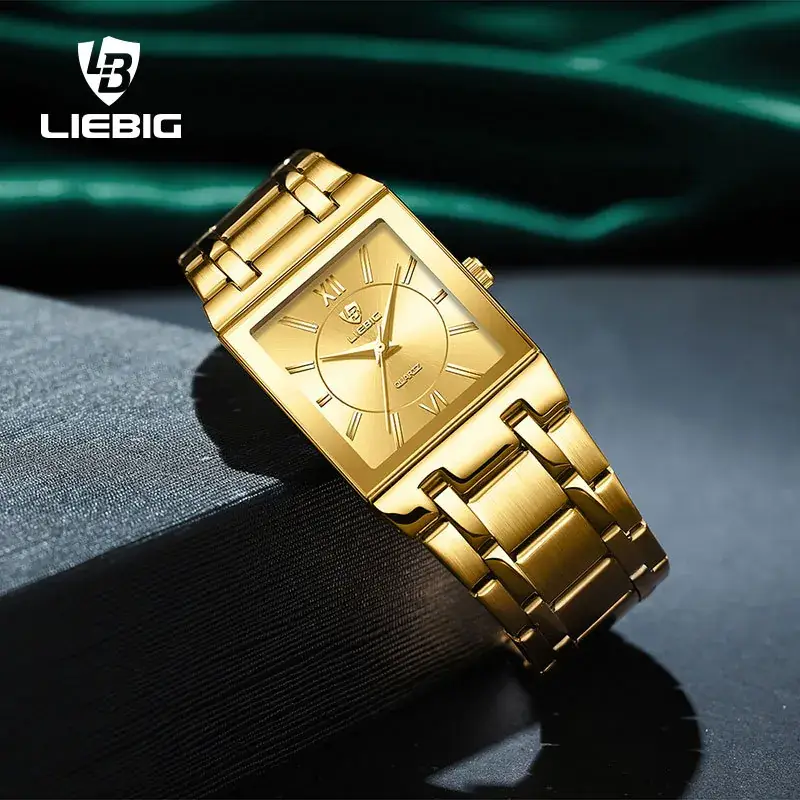 Liebig Gold Square Watch for Women Men Waterproof Elegant Quartz - Image 12