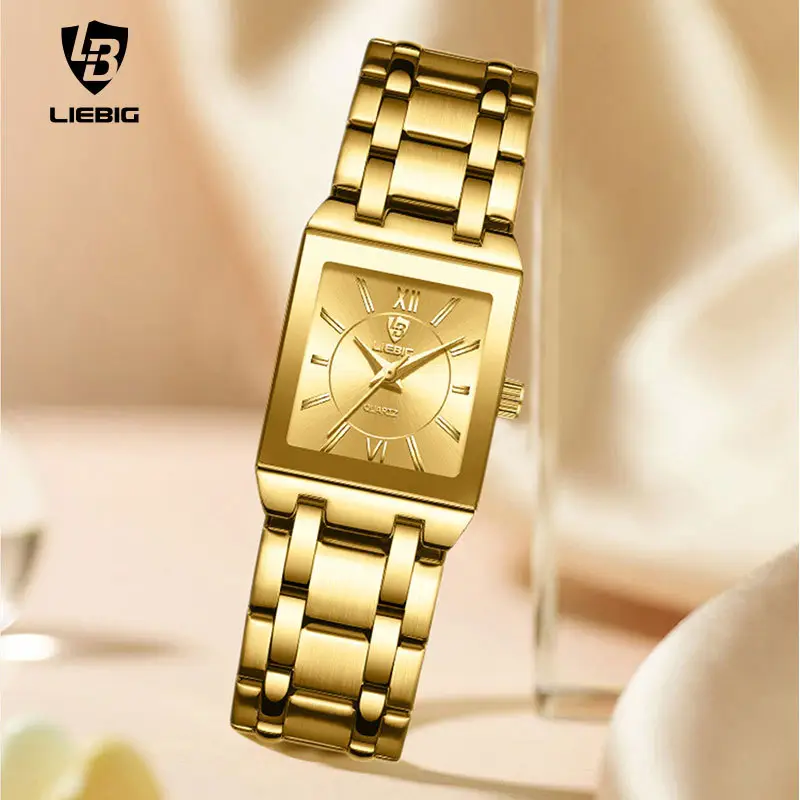 Liebig Gold Square Watch for Women Men Waterproof Elegant Quartz — feature 6