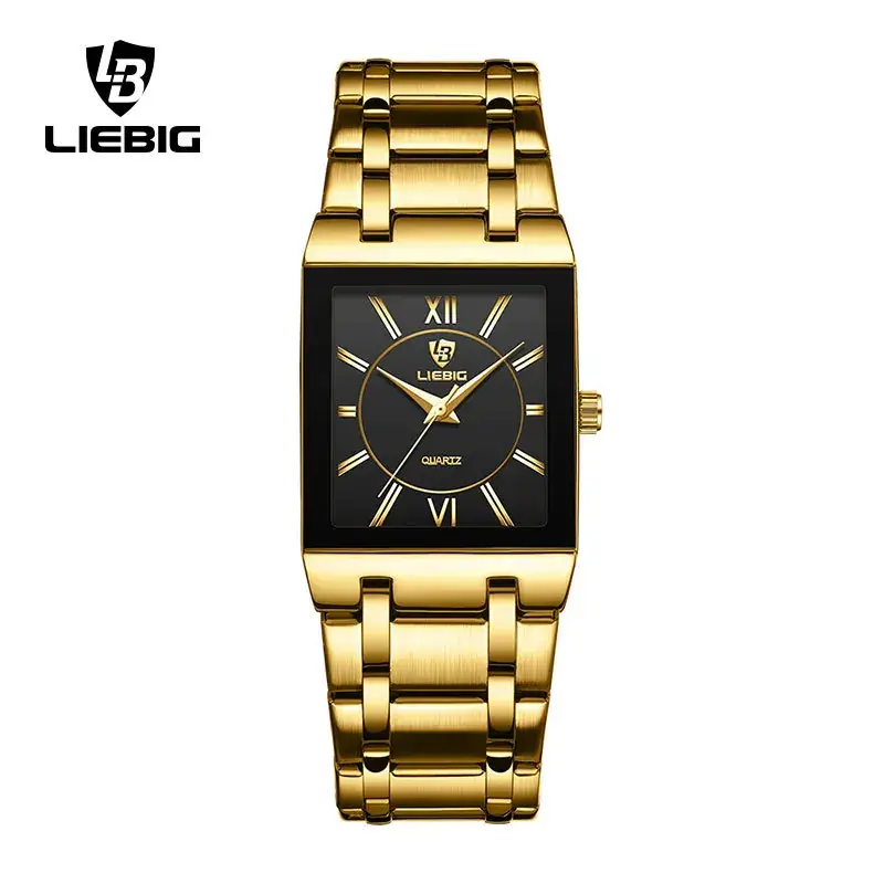 Liebig Gold Square Watch for Women Men Waterproof Elegant Quartz - Image 2