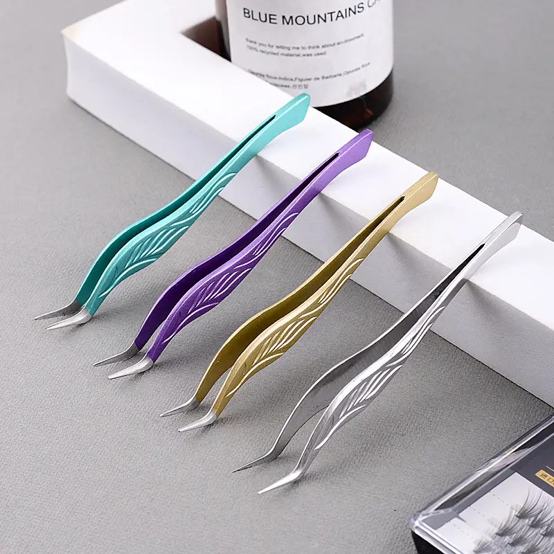 Stainless Steel False Eyelash Tweezers Glue-Free Round Head