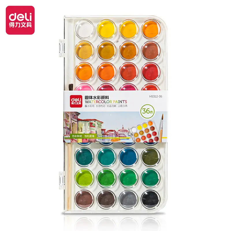 Deli solid watercolor paint opaque watercolor art 36 color 48 color beginners children's art painting
