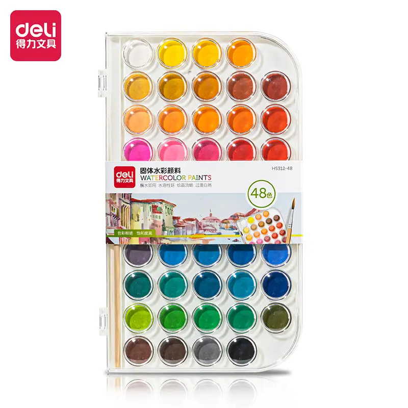 Deli solid watercolor paint opaque watercolor art 36 color 48 color beginners children's art painting