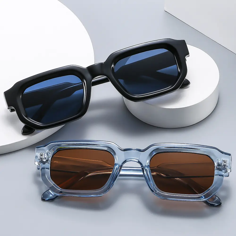 Square Sunglasses Black European American Retro Thick Small Frame - Image 14