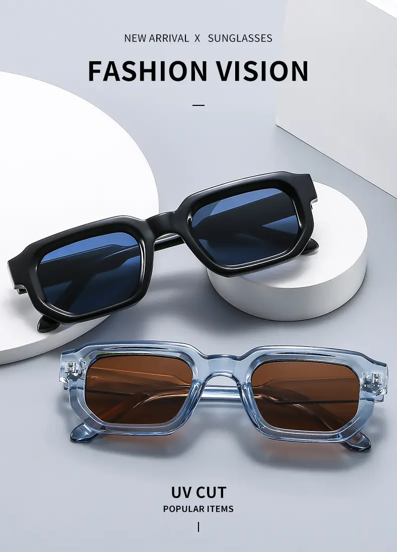 Square Sunglasses Black European American Retro Thick Small Frame β feature 1