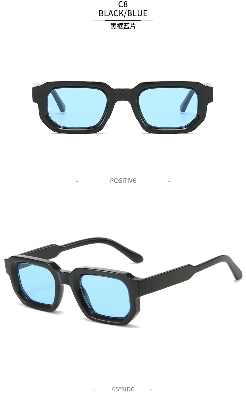 Square Sunglasses Black European American Retro Thick Small Frame β feature 17