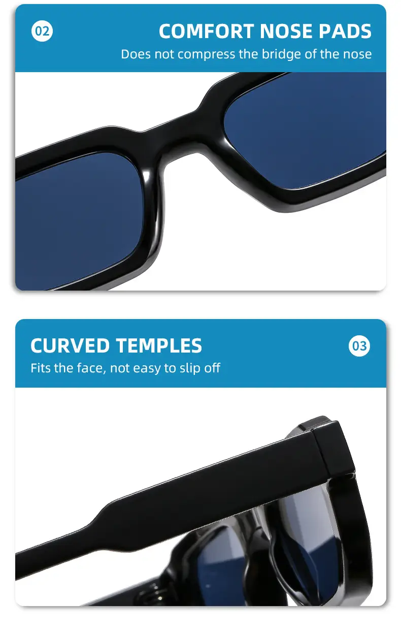 Square Sunglasses Black European American Retro Thick Small Frame β feature 7