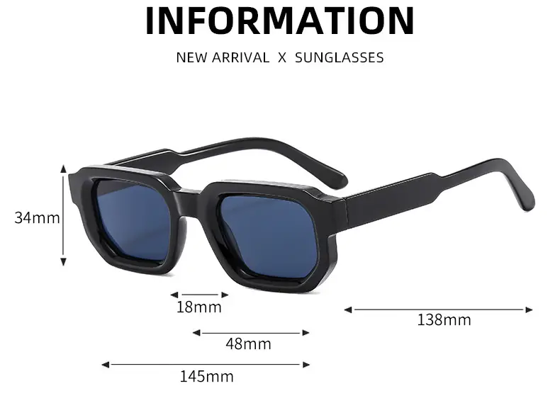 Square Sunglasses Black European American Retro Thick Small Frame β feature 8