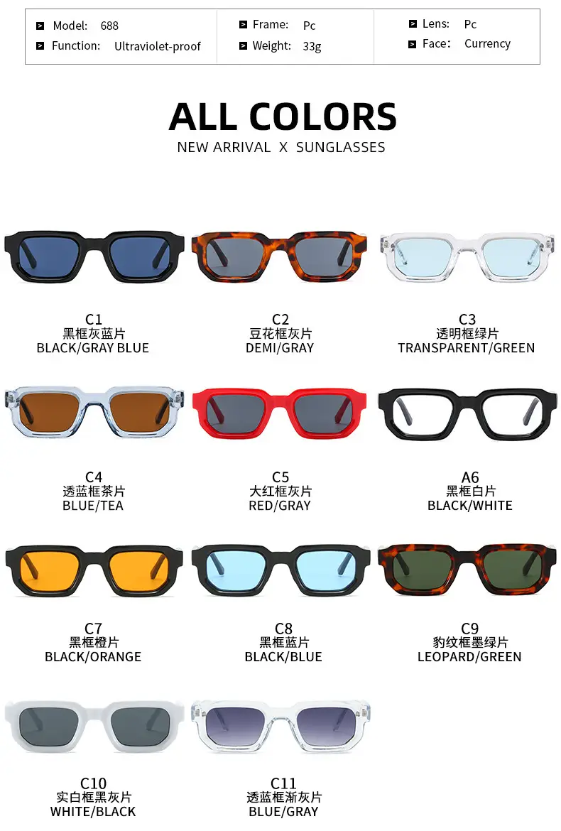 Square Sunglasses Black European American Retro Thick Small Frame β feature 9