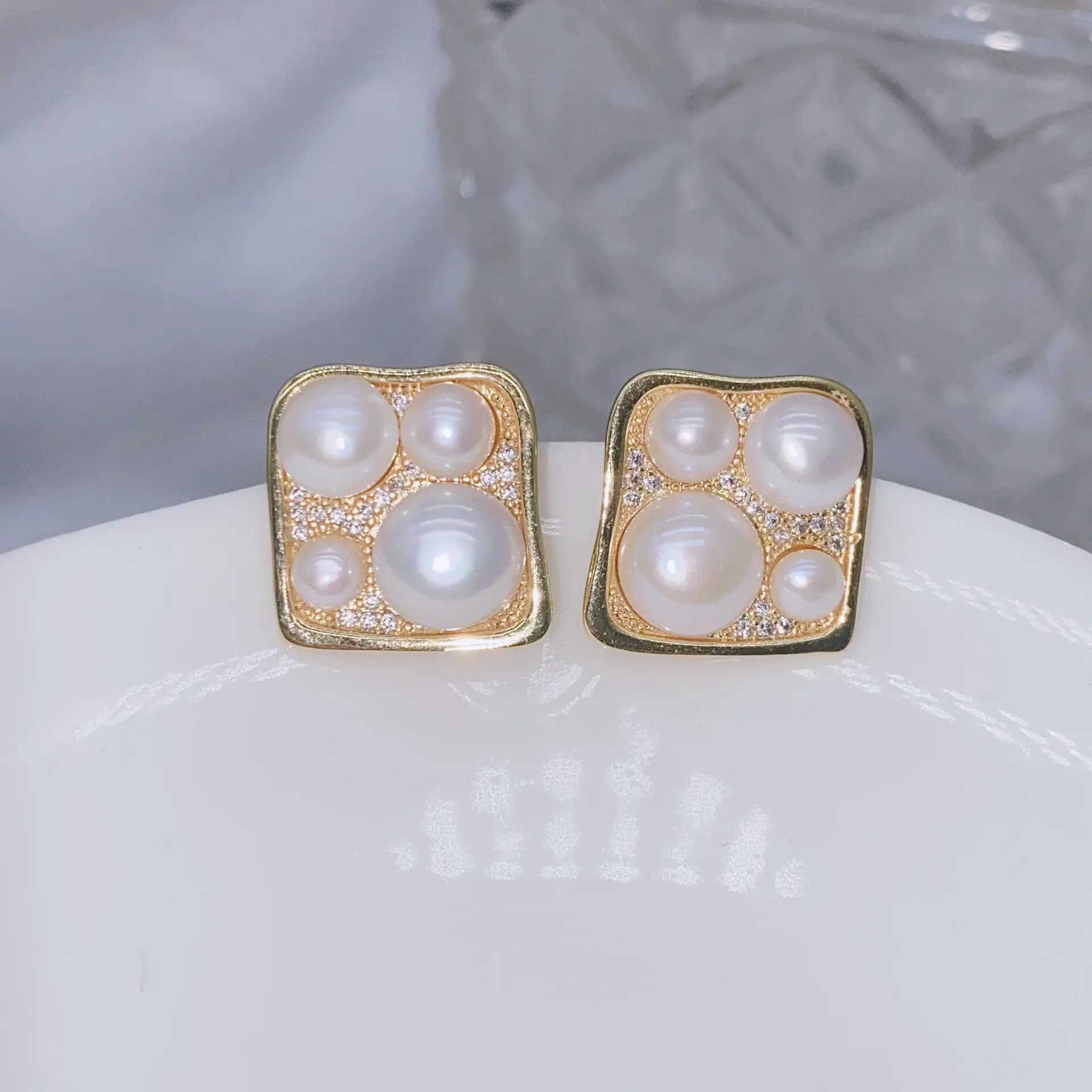 Natural Gray Pearl Earrings with Zircon & Multi Beads — feature 22