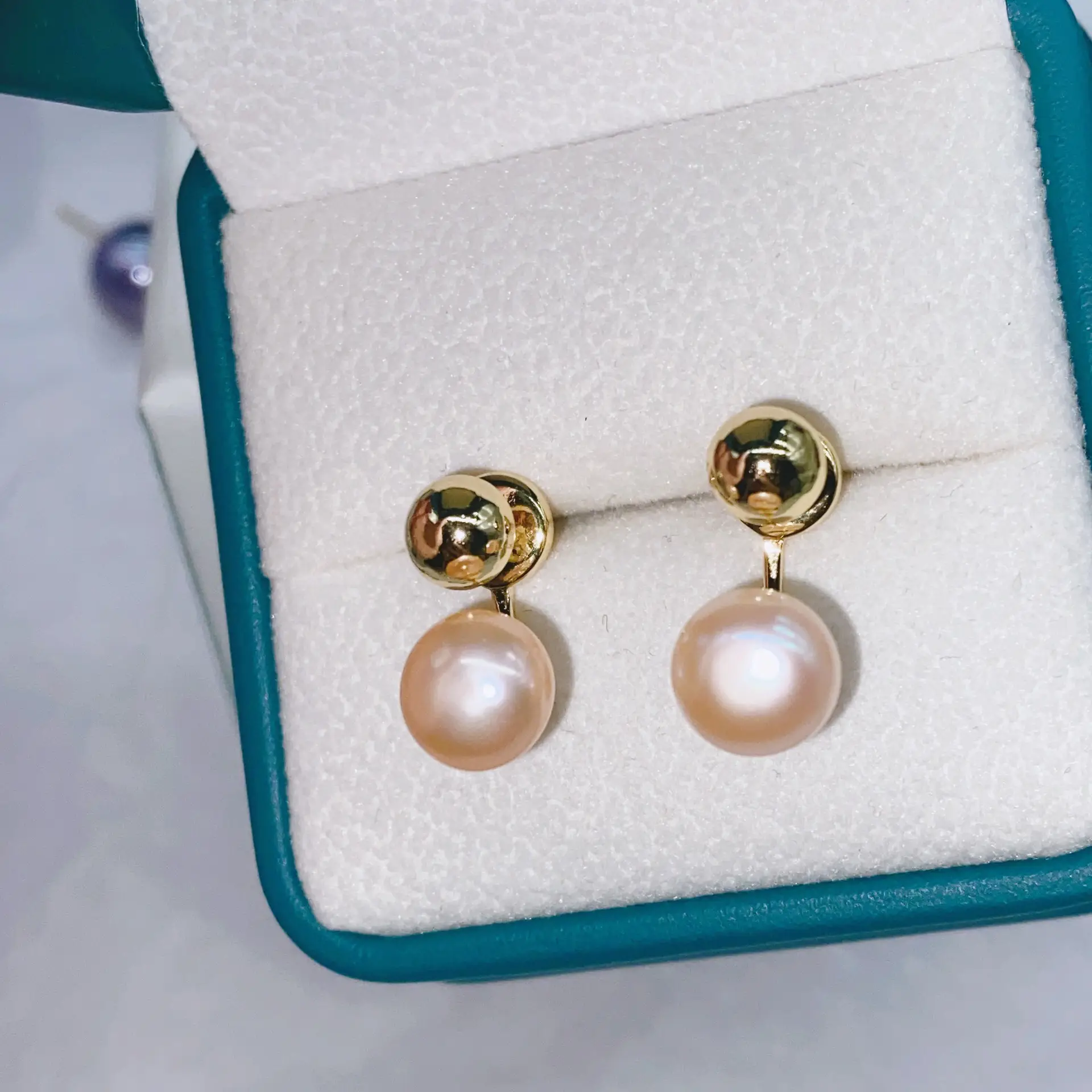Natural Gray Pearl Earrings with Zircon & Multi Beads
