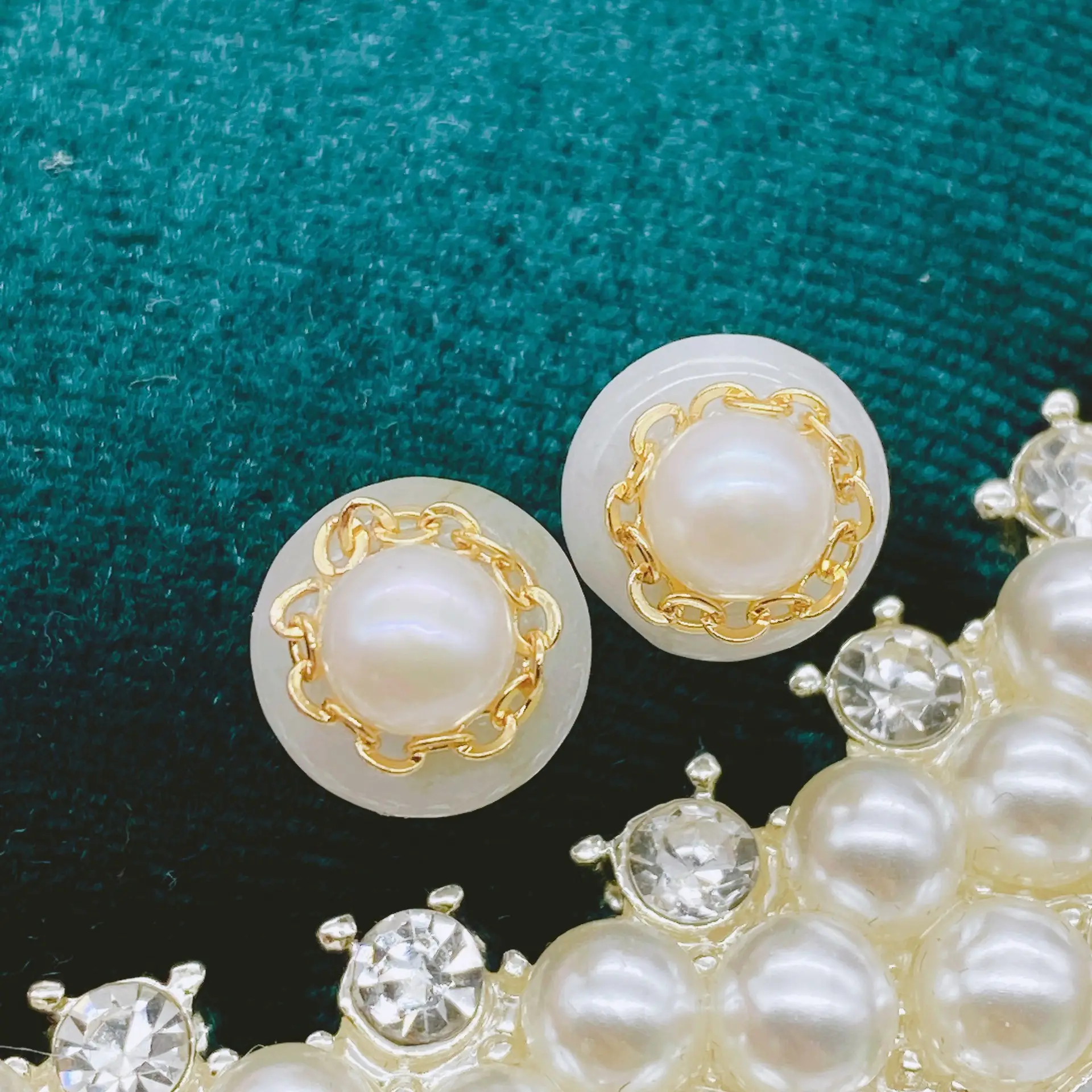 Natural Gray Pearl Earrings with Zircon & Multi Beads