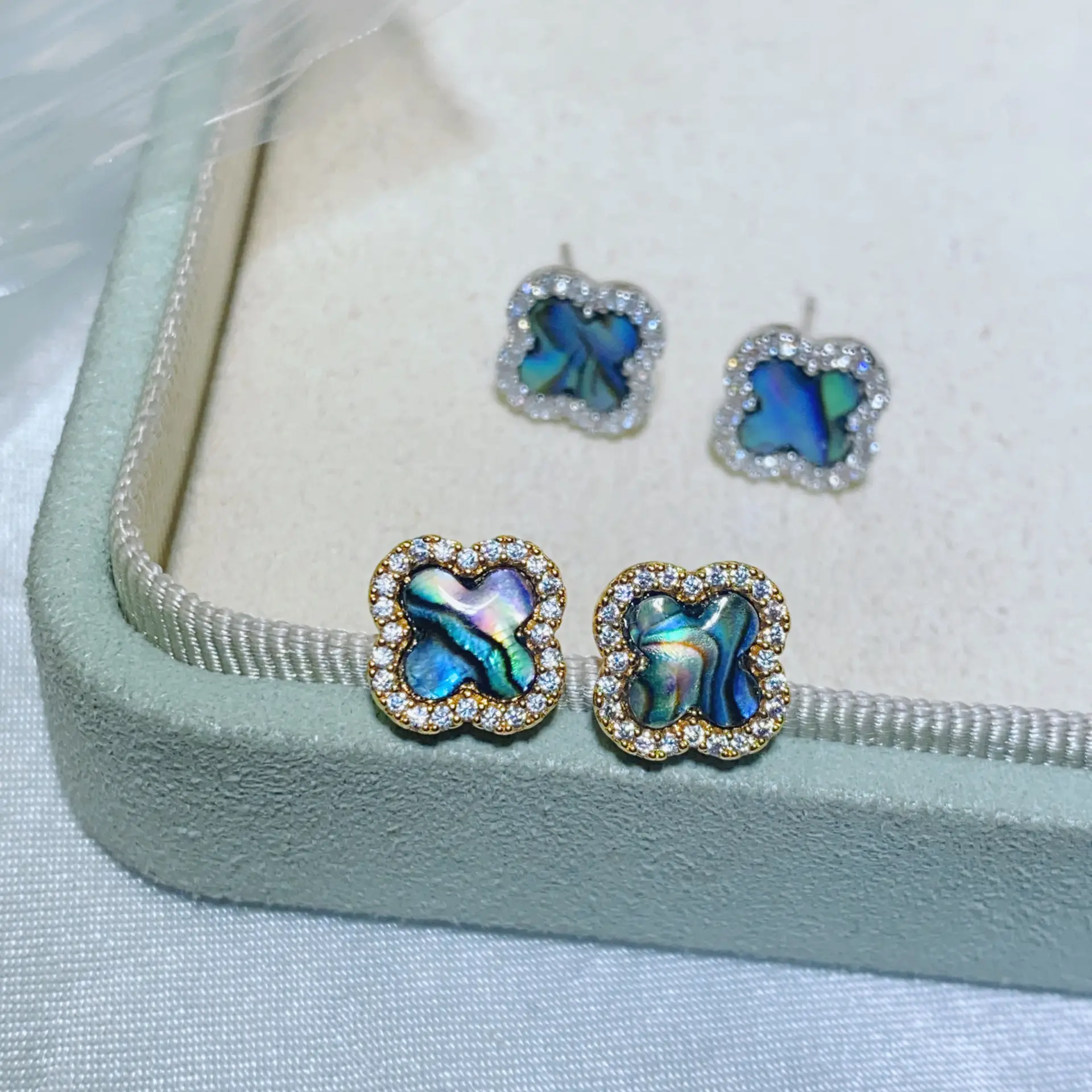 Natural Gray Pearl Earrings with Zircon & Multi Beads