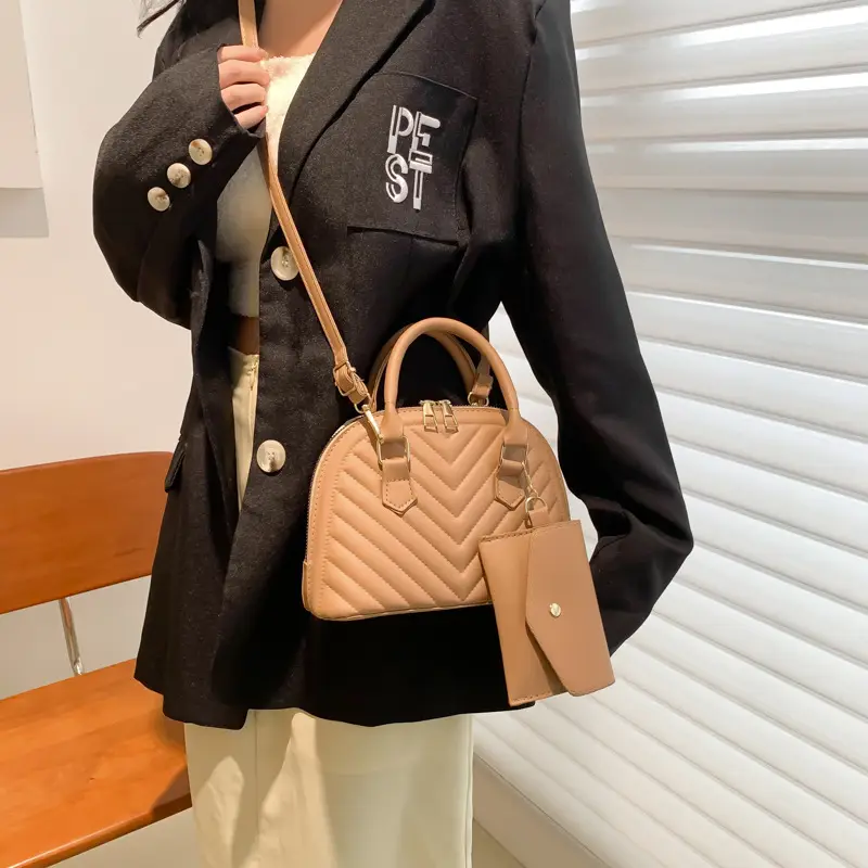 Orange Quilted Shoulder Messenger Bag for Women - Image 8