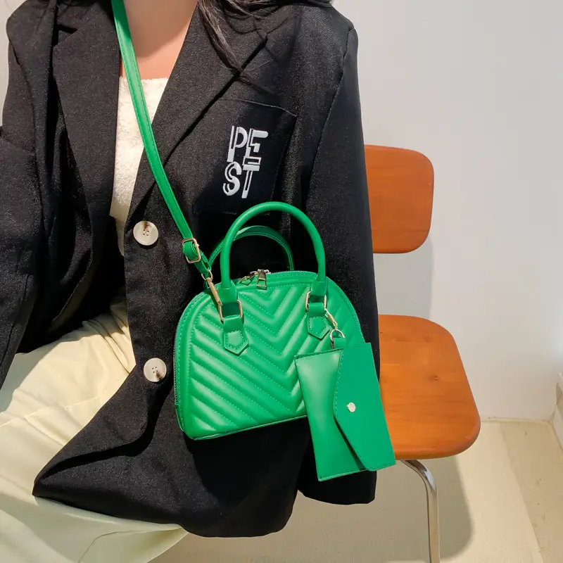 Orange Quilted Shoulder Messenger Bag for Women - Image 9