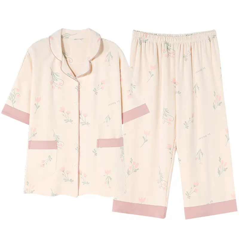 2025 Women 100 Cotton Printed Pajamas Set - Image 16