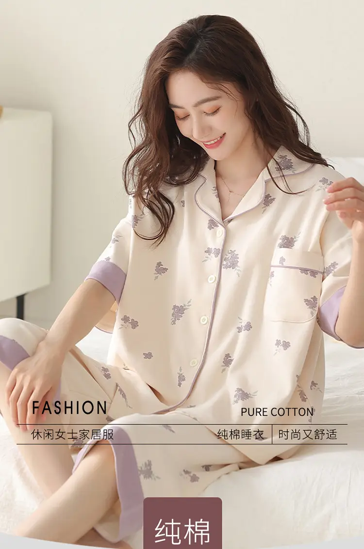 2025 Women 100 Cotton Printed Pajamas Set — feature 11