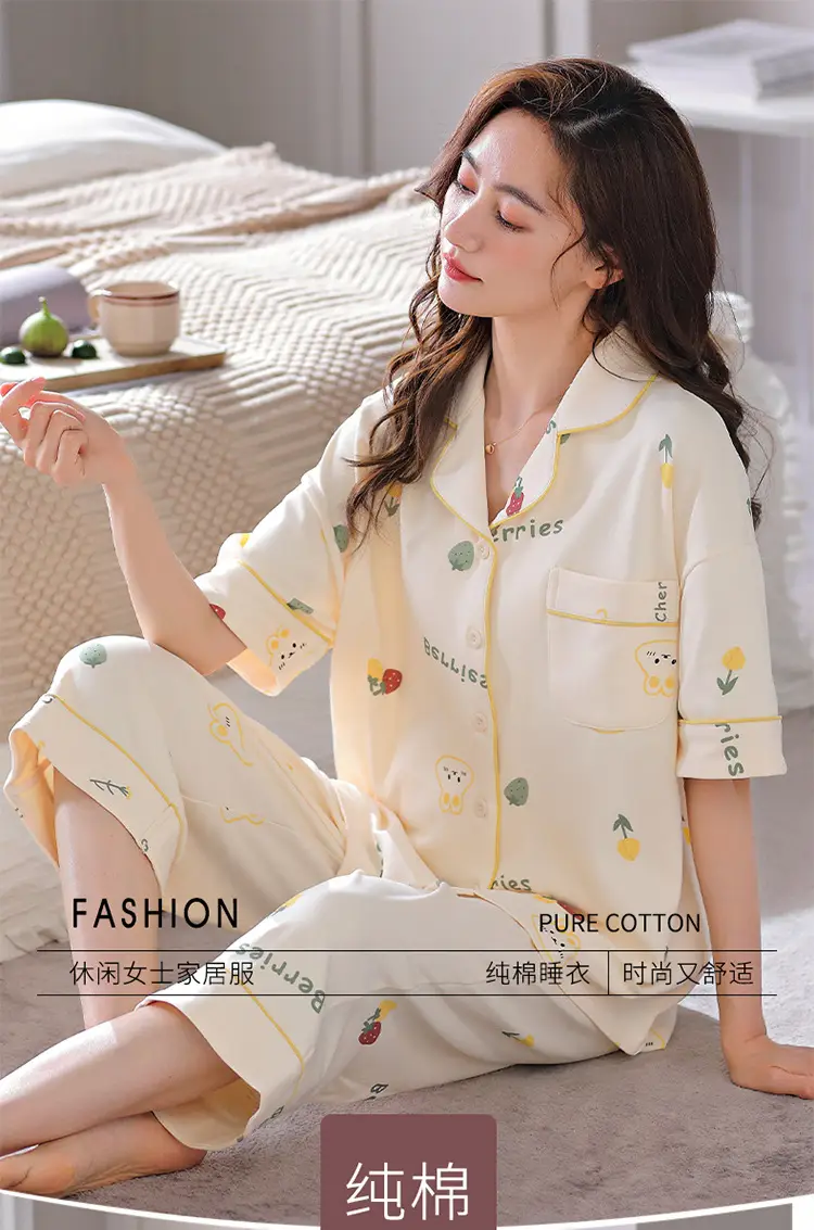 2025 Women 100 Cotton Printed Pajamas Set — feature 17