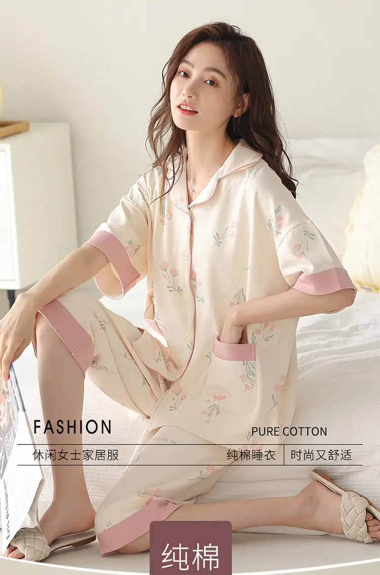 2025 Women 100 Cotton Printed Pajamas Set — feature 2