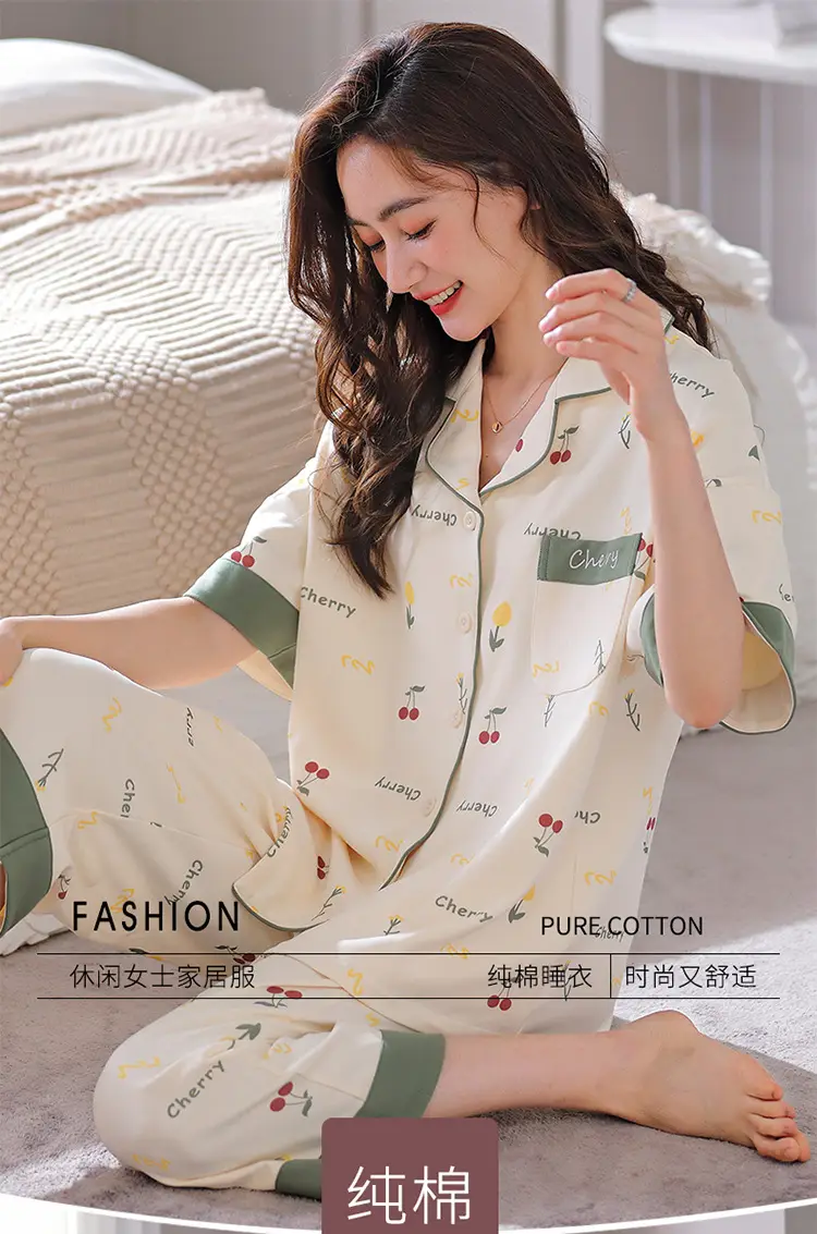 2025 Women 100 Cotton Printed Pajamas Set — feature 20