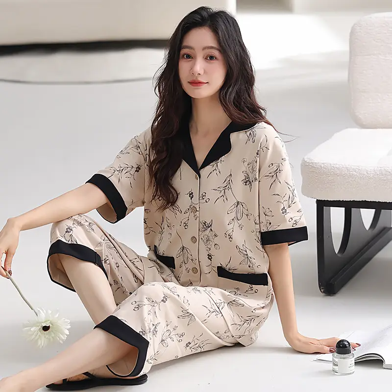 2025 Women 100 Cotton Printed Pajamas Set - Image 10